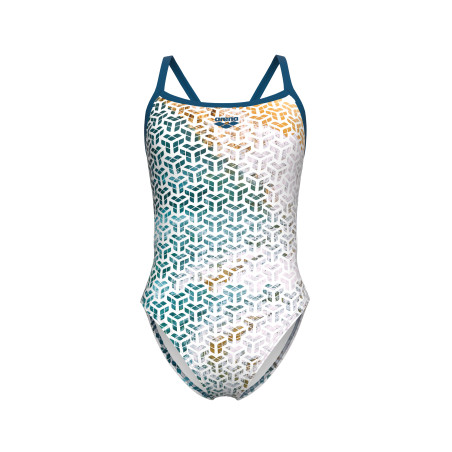 Vente Privée Arena Mai 2025 - WOMEN'S ARENA PLANET WATER SWIMSUIT CHAL BLUE COSMO-WHITE MULTI | Les4Nages