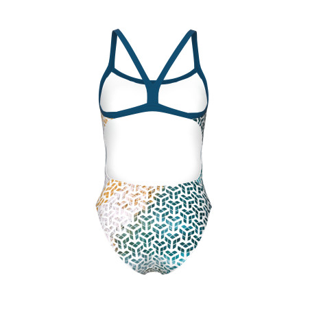 WOMEN'S ARENA PLANET WATER SWIMSUIT CHAL BLUE COSMO-WHITE MULTI | Les4Nages