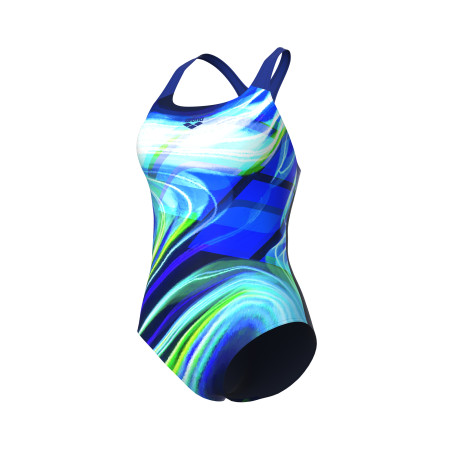 Vente Privée Arena Mai 2025 - WOMEN'S ARENA VISUAL WAVES SWIM PRO BACK NAVY-NEON BLUE MULTI-NEON | Les4Nages