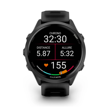 GARMIN Forerunner 570 47mm - Aluminium Slate avec bracelet noir translucide/noir Montre GPS Running  | Les4Nages