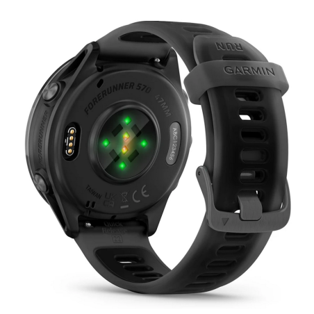 GARMIN Forerunner 570 47mm - Aluminium Slate avec bracelet noir translucide/noir Montre GPS Running  | Les4Nages