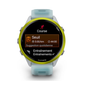GARMIN Forerunner 570 47mm - Aluminium Jaune avec bracelet Blanc translucide/Turquoise - Montre GPS Running - EN STOCK 