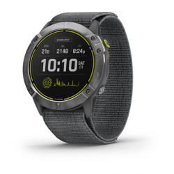 GARMIN Enduro - Acier Inoxydable avec bracelet gris UltraFit Nylon - Montre GPS 