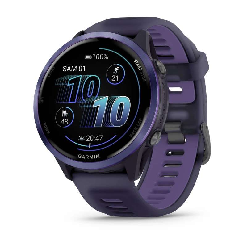 GARMIN Forerunner 570 47mm - Aluminium indigo avec bracelet violet translucide/Indigo - Montre GPS Running - EN STOCK | Les4Nages