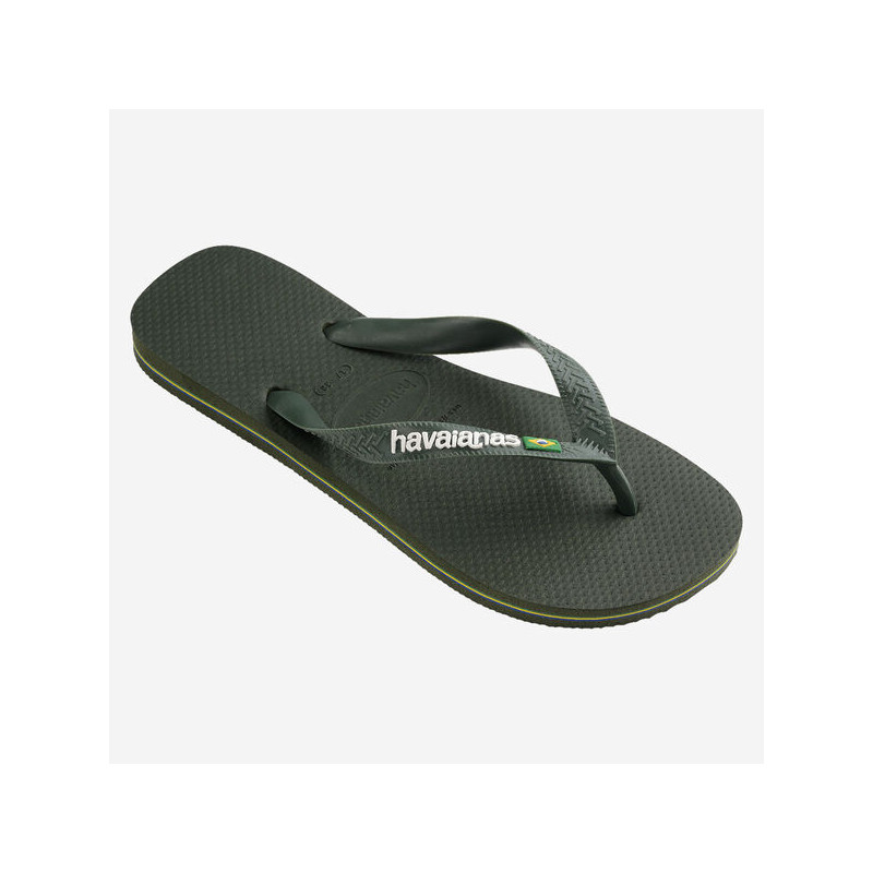 Tongs Havaianas BRASIL LOGO GREEN OLIVE | Les4Nages