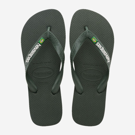 Tongs Havaianas BRASIL LOGO GREEN OLIVE | Les4Nages