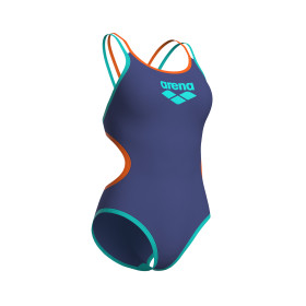 Arena ONE DOUBLE CROSS BACK FUTURE DUSK WATER FLUO ORANGE - Maillot de bain femme 1 pièce