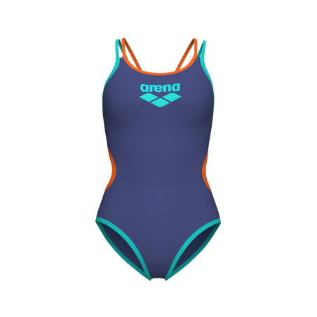 Arena ONE DOUBLE CROSS BACK FUTURE DUSK WATER FLUO ORANGE - Maillot de bain femme 1 pièce | Les4Nages