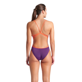 Arena  SOLID Lace Back PLUM BRIGHT CORAL  - Maillot de bain natation femme
