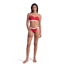 Bikini Arena ICONS Cross Back Solid  RED WHITE -  Maillot Natation Femme 2 pieces