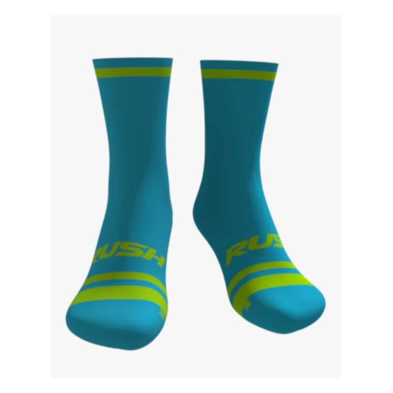 RUSH SOCKS RUN - TURQUOISE - YELLOW FLUO - Socquettes Cyclisme,Triathlon | Les4Nages