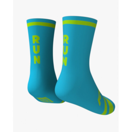RUSH SOCKS RUN - TURQUOISE - YELLOW FLUO - Socquettes Cyclisme,Triathlon | Les4Nages