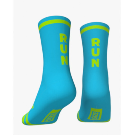 RUSH SOCKS RUN - TURQUOISE - YELLOW FLUOR Socquettes Cyclisme,Triathlon | Les4Nages