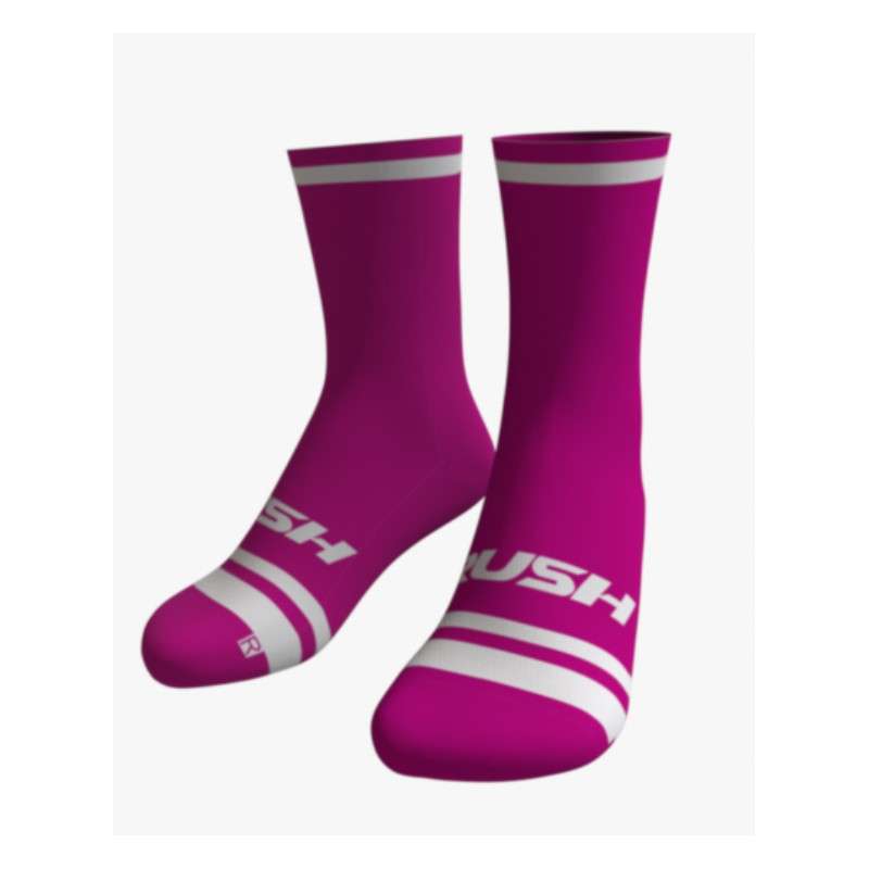 RUSH SOCKS UNICOLOR - FUCHSIA - WHITE Socquettes Cyclisme,Triathlon | Les4Nages
