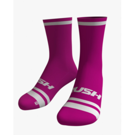 RUSH SOCKS UNICOLOR - FUCHSIA - WHITE Socquettes Cyclisme,Triathlon | Les4Nages