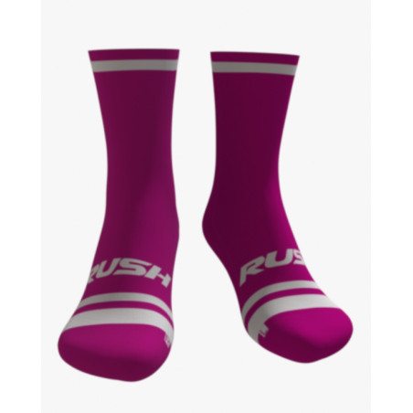 RUSH SOCKS UNICOLOR - FUCHSIA - WHITE Socquettes Cyclisme,Triathlon | Les4Nages