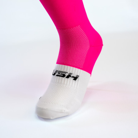 RUSH Med SOCKS PINK FLUO - WHITE - Socquettes Cyclisme, Triathlon | Les4Nages