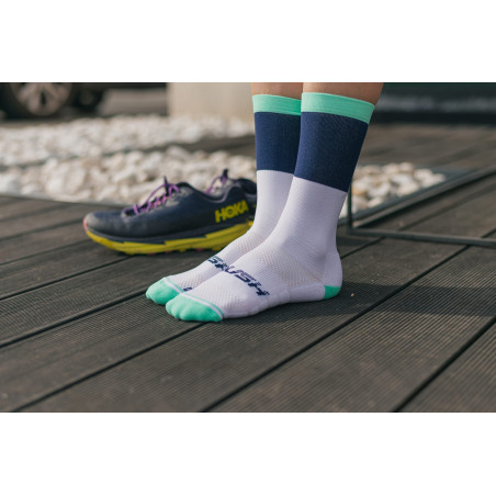 RUSH Med SOCKS NAVY BLUE - LIGHT GREEN - Socquettes Cyclisme, Triathlon | Les4Nages