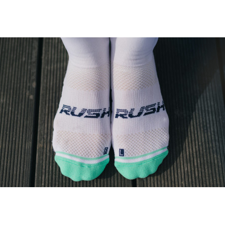RUSH Med SOCKS NAVY BLUE - LIGHT GREEN - Socquettes Cyclisme, Triathlon | Les4Nages