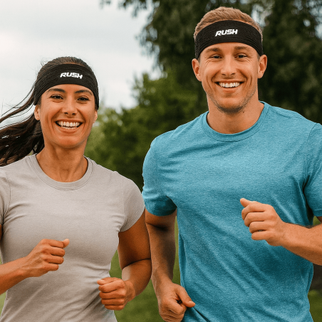 Headband Running RUSH - BLACK - Bandeau running léger, respirant, extensible et sans coutures | Les4Nages