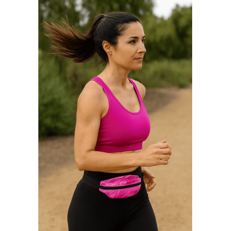 Ceinture RUSH Large Running Pocket - HAWAI PINK - Ceinture extensible porte gels, nutrition, telephone ... | Les4Nages