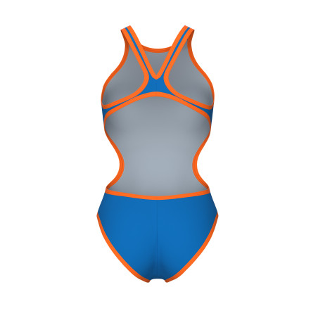 ARENA One Biglogo - Blue River Fluo Orange - Maillot Natation Femme 1 piece | Les4Nages