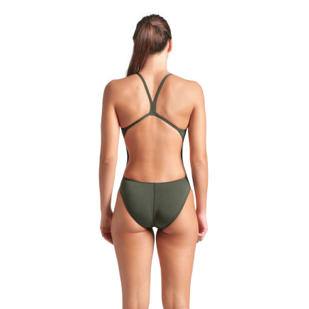 Arena TEAM SOLID Challenge Back Dark Sage White - Maillot de bain femme 1 pièce | Les4Nages