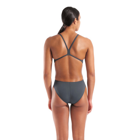 Arena TEAM SOLID Challenge Back Asphalt Bright Coral - Maillot de bain femme 1 pièce | Les4Nages