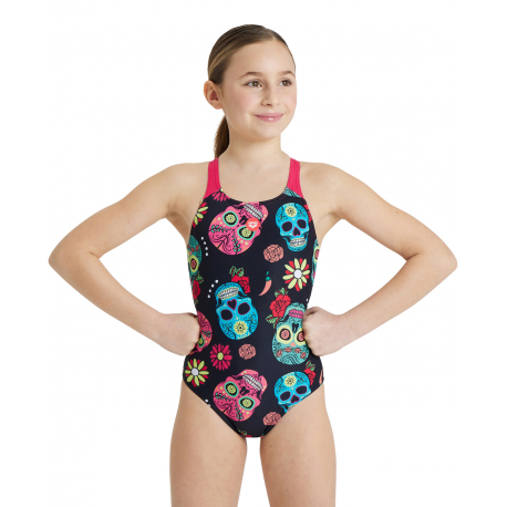 ARENA Junior (6-14ans) Crazy SKULLS CARNIVAL Swim Pro Back - Maillot de bain fille