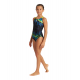 ARENA Junior (6-14ans) WAVES J V BACK - Black Soft Green - Maillot de bain fille