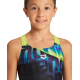 ARENA Junior (6-14ans) WAVES J V BACK - Black Soft Green - Maillot de bain fille