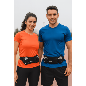 Ceinture RUSH H2O RUNNING BELT - BLACK - Ceinture extensible Running avec 2 bidons et porte gels, nutrition, telephone ...