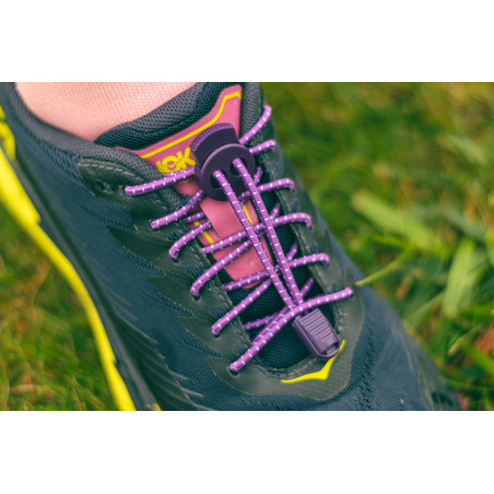 RUSH Lacets running FastLace striped Purple - White | Les4Nages