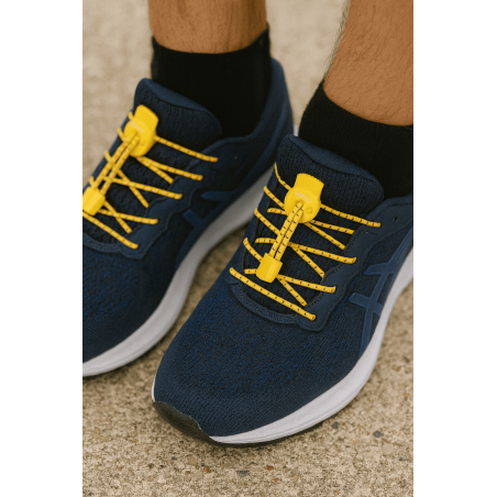 RUSH Lacets running FastLace striped Sand Yellow - Black | Les4Nages