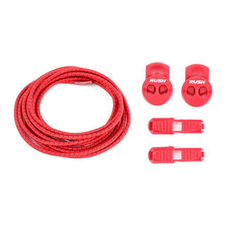 RUSH Lacets running FastLace striped Red - Black | Les4Nages