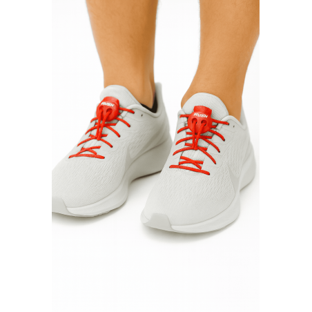 RUSH Lacets running FastLace striped Red - Black | Les4Nages