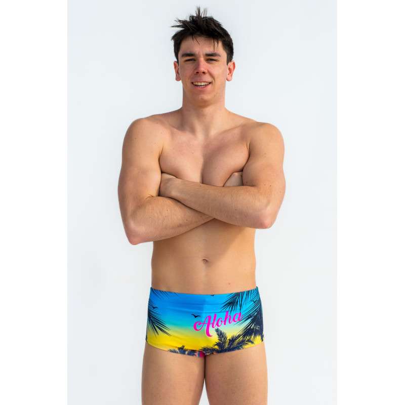 SWEAMS TRUNKS ALOHA YELLOW - Boxer Natation Homme | Les4Nages