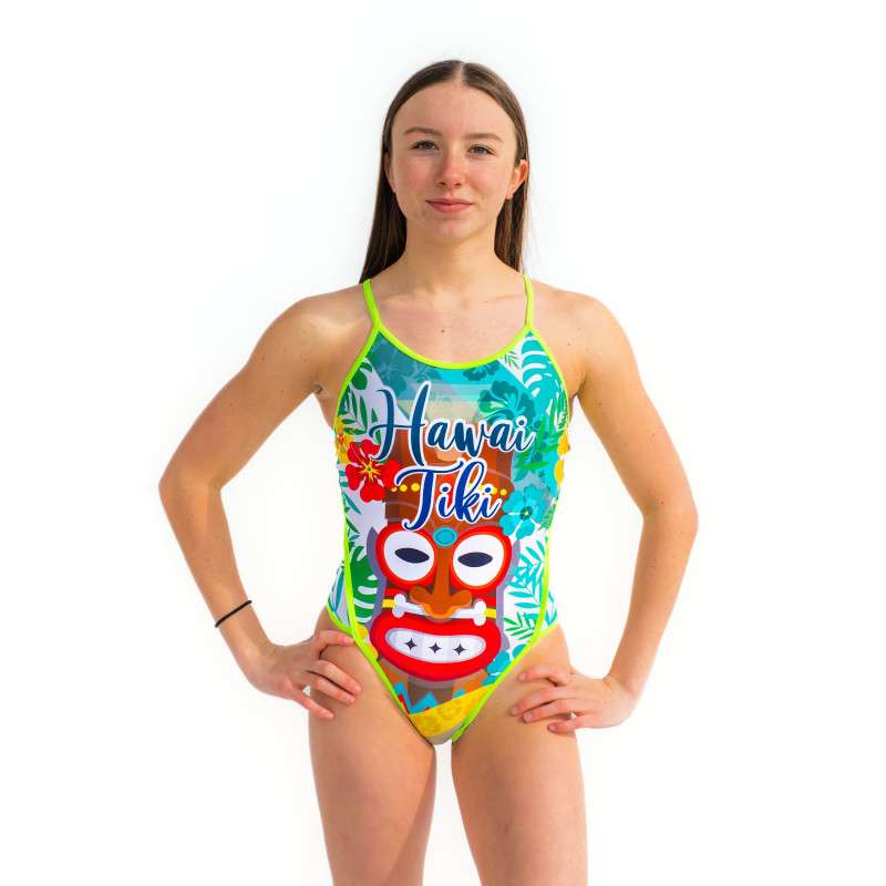 SWEAMS HAWAI TIKI - Maillot femme 1 piece bretelles fines | Les4Nages