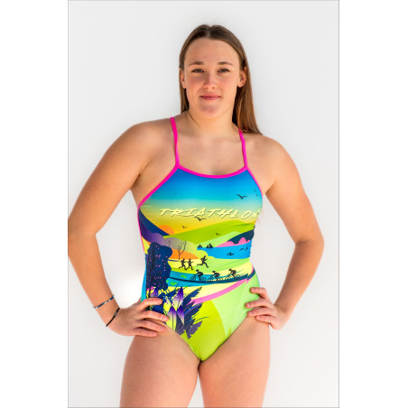 SWEAMS TRIATHLON SPIRIT - Maillot femme 1 piece bretelles fines | Les4Nages