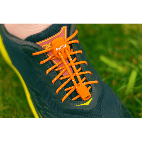 RUSH Lacets running FastLace striped Neon Orange - White | Les4Nages