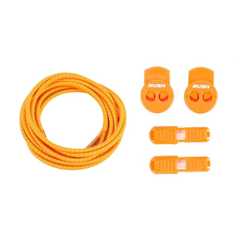 RUSH Lacets running FastLace striped Neon Orange - White | Les4Nages