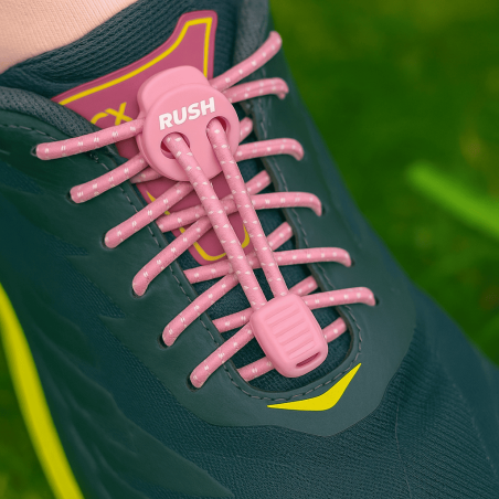 RUSH Lacets running FastLace striped Candy Pink - White | Les4Nages