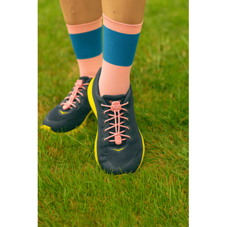 RUSH Lacets running FastLace striped Candy Pink - White | Les4Nages
