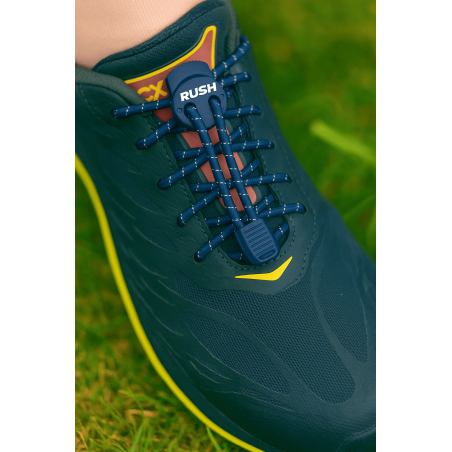 RUSH Lacets running FastLace striped Royal Blue - Neon Yellow | Les4Nages
