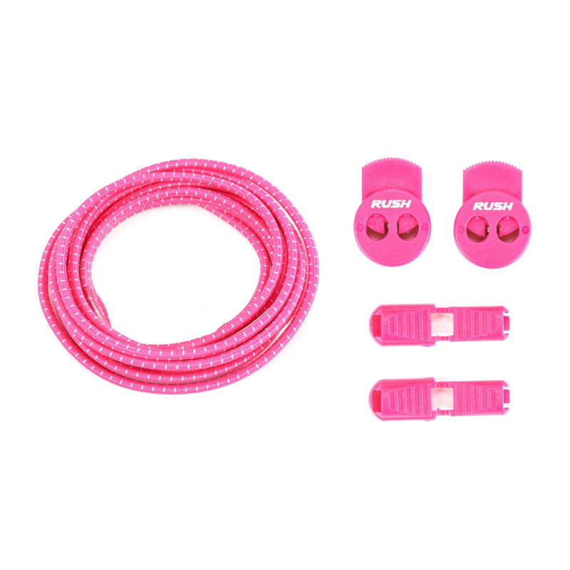 RUSH Lacets running FastLace Striped Hot Pink - White | Les4Nages