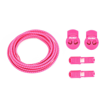 RUSH Lacets running FastLace Striped Hot Pink - White | Les4Nages