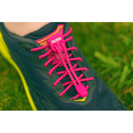 RUSH Lacets running FastLace Striped Hot Pink - White | Les4Nages
