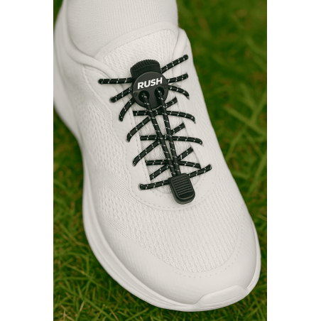 RUSH Lacets running FastLace striped Black - White | Les4Nages