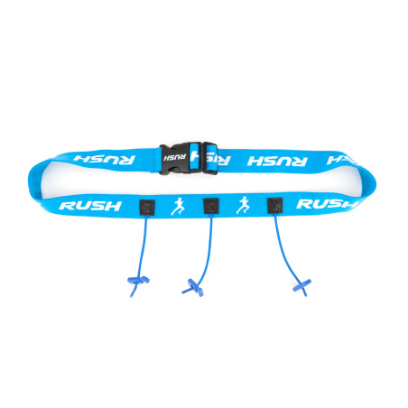 Ceinture porte dossard RUSH Basic Race belt Blue avec 3 points | Les4Nages