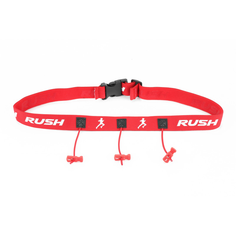 Ceinture porte dossard RUSH Basic Race belt Red avec 3 points | Les4Nages
